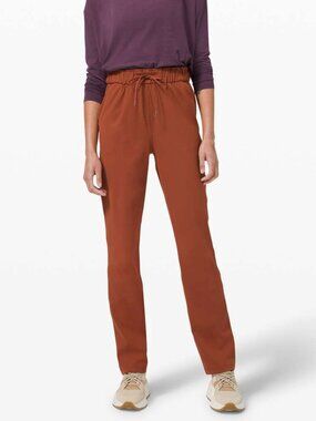 Lululemon Womens 6 Keep Moving Pant High Rise Dark Terracotta Full Length W5DO8S